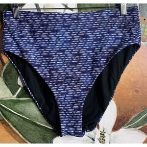 Title Nine LG Bikini Streamline High Waisted Bikini Bottom Shibori NWT 74